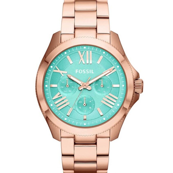 Rose gold/turquoise Fossil watch - Picture 1 of 3